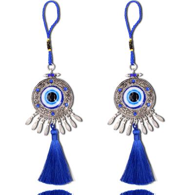 China Decorate New Original Charm Blue Turkish Devil's Eye Round Tassel Flower Used To Decorate Car Gifts for sale