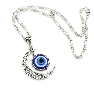 China Antique Silver Turkey Moon with Blue Eyes Turkish Pendants for Necklace for Mum's Mom for sale