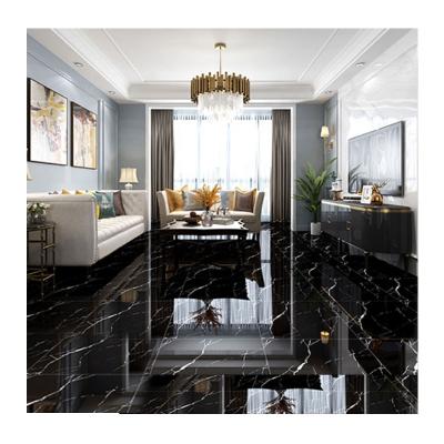 China 60X60 Bathroom Marble Wear Resistant Ceramic Wall Polished Black Porcelain Floor Tile for sale