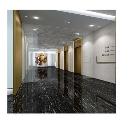 China Wear Resistant Ceramic Porcelain Flooring 600x600 Shiny Polished Marble Black Tile With White Veins for sale