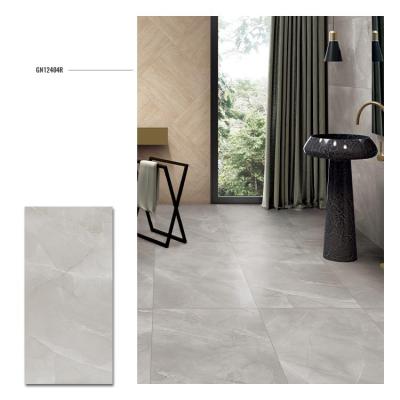 China 600x1200 Gray Marble Look Soft Glossy Wear Resistant Bathroom Floor Tiles Wall Tiles Semi Polished Porcelain Tile for sale