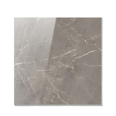 China Dark Finish Porcelain Tile Rock Floor Wear Resistant Gray Polished Full Glazed Ceramic Tiles for sale