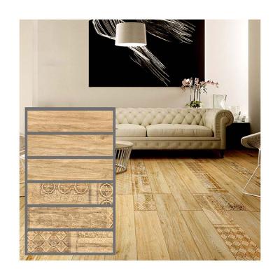 China Rustic Tiles Gray White Yellow Brown Wooden Floor Tiles Non-slip Porcelain Wood Living Room Rustic Look Tiles for sale