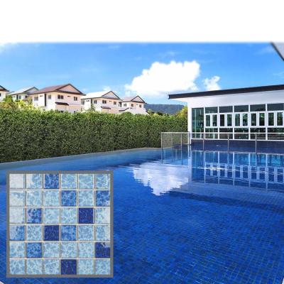 China Wholesale Pool Porcelain Ice Crack Mosaic Tile 300x300 Glazed Blue Ceramic Mosaic Pool Tiles for sale