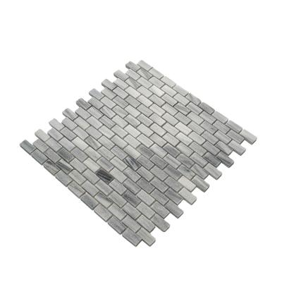 China 8 Mm Thickness Wear Resistant Kitchen Wall Backsplash Calacatta Brick Shower Antique Gray Marble Mosaics Tile for sale