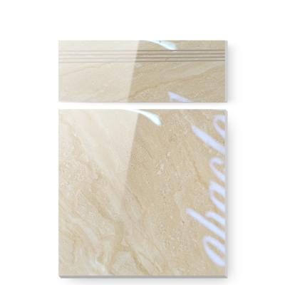 China Hot Selling Wear Resistant Polished Beige Porcelain Tiles For Stairs Step / Riser Stair Floor Tiles for sale