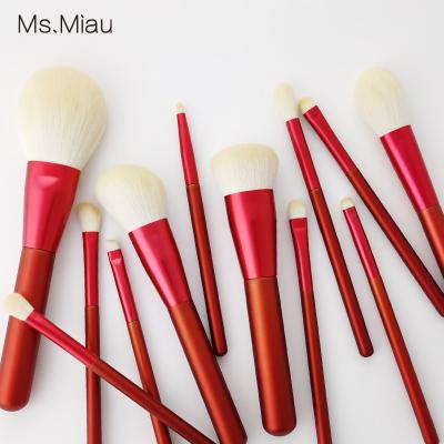 China Fan Brush BELLEZA Luxury High End Custom Tool Brush Red Makeup Brush Set for sale