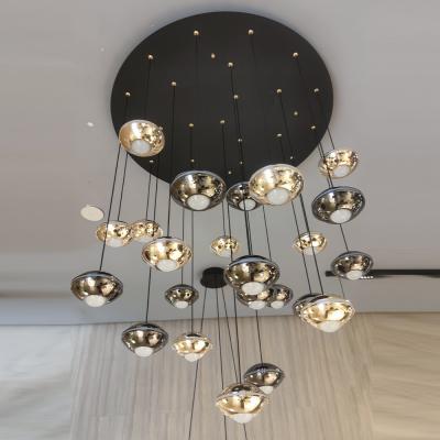 China Modern Black Gold Chrome Metal Globe Chandelier Living Room Dining Luxury Led Pendant Light for sale