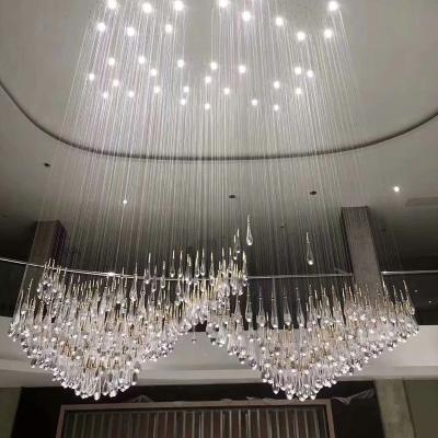 China Modern Luxury Light Crystal Led Art Pendant Chandelier Hotel Decor Drop Hanging for sale