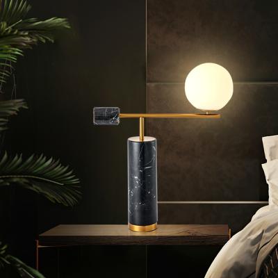 China Modern Minimalist Modern Style Lighting E27 Hotel Living Room Bedside Table Marble Glass Indoor Lamps for sale