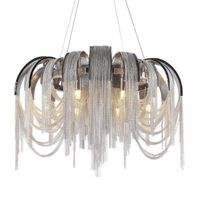 China Postmodern luxurious postmodern light aluminum chain tassels lobby living room chandelier for sale