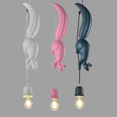 China Wholsale Modern Nordic LED Pendant Lamp Squirrel Shape Creativity Pink Blue White E27 Pendant Lights For Dining Living Room Kids Room for sale