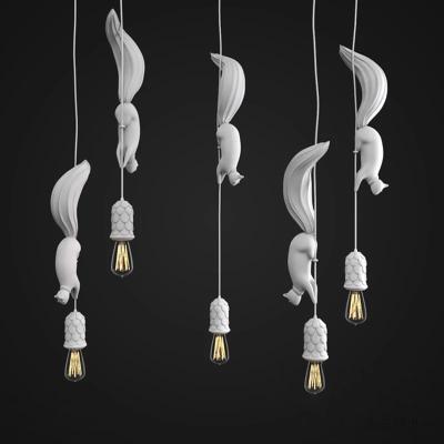 China Modern Nordic Resin Squirrel Led Pendant Lights Modern Industrial Hanging Animal Lamp For Kids Room Kitchen Attic Decor Fixtures for sale