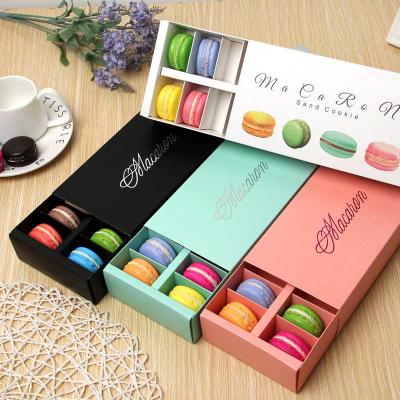 China Recycled Materials 12Macarons Gift Box Part Supplies Macaron Rectangle Large Capacity Small Pastry Chocolate Baking Decoration Box Packaging Box for sale