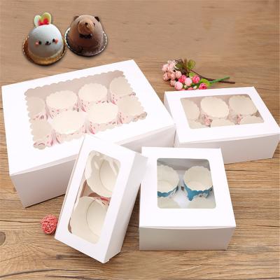 China Recycled Materials New Design Cheap White Window Cake Box Cake Tools For Bakery Packaging for sale