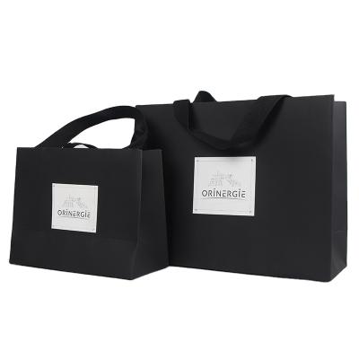 China Wholesale Custom Matte Paper Bag Biodegradable Small Mini Black Design With Logo for sale