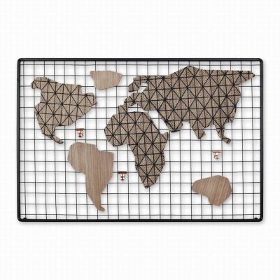 China Art Decor World Map Art Metal Wood Frame Painting for Home Wall Decoration Painting for sale