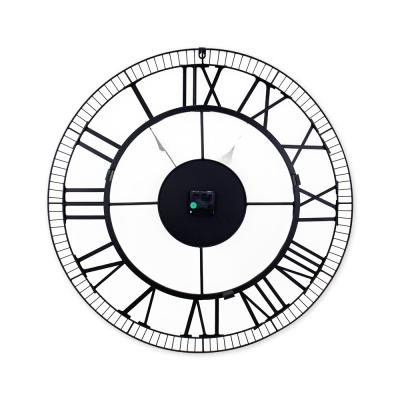 China Classic Black Iron Round Antique White Modern Wall Clock Home Decor Art Craft Style for sale