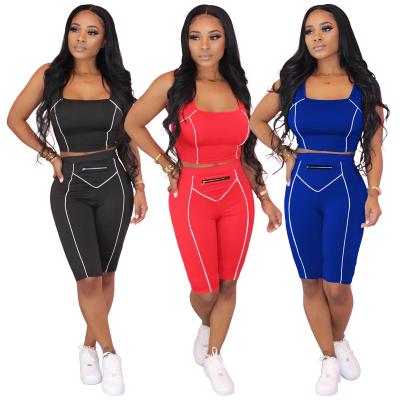 China WY6641 Custom Logo Sleeveless Solid anti-pilling sports wear summer fashion two-piece set women clothing tracksuit outfits one-piece set for sale