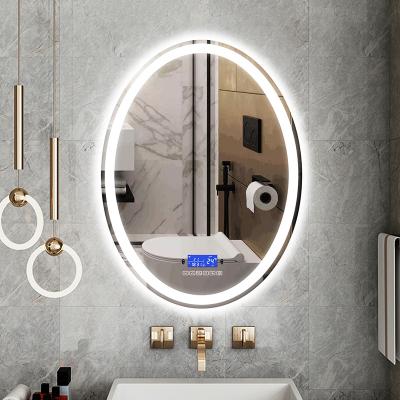 China Anti Fog+Dimmable Mirror 3 Color Smart LED Bathroom Human Body Induction Makeup Vanity Hotel Magnifying Mirror Light for sale