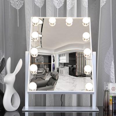 China Vanity LED Cosmetic Mirror Lighted Desktop Mirror with Bulb Yotuber USB Mirror for sale