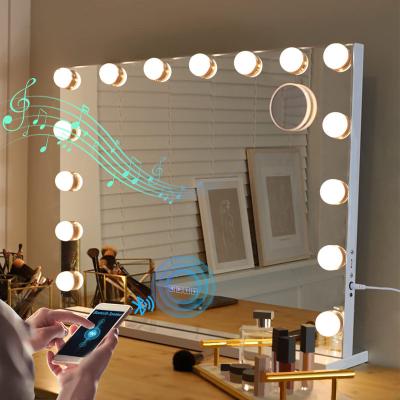 China Lighted Makeup Mirror With Led Light Bulb Makeup Mirror Desktop Cosmetic Magnifying Mirror for sale