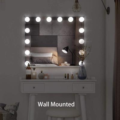 China Smart LED Light Bulbs Illuminated Hollywood Led Makeup Vanity Mirror 3 Colors Touch Screen Light Switch for sale