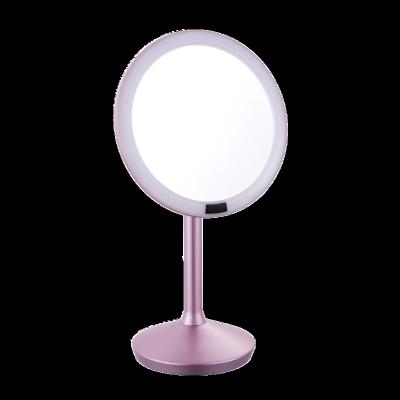 China Lighted Makeup Mirror Metal Magic Bathroom Desktop Mirror With LED Lights High-end HD Metal Mirror Smart Glass for sale