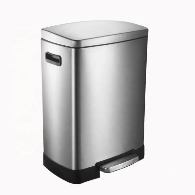 China Viable Design 50L Simple Home Pedal Trash Can Gray Metal Trash Can With Lid Stainless Steel Commercial Pedal Trash Can for sale