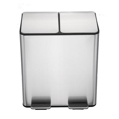 China Waterproof Recycle Trash Cans Metal Kitchen Waste Pedal Garbage 60L Large Stainless Steel Trash Cans Household 410 for sale