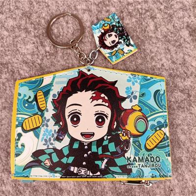 China Hot Sale Fashion Demon Slayer Coin Purse Bus Bank Card Pocket Key Case Anime Earphone Case Gifts For Anime Fans Accessories for sale