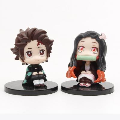 China Decoracion Anime Demon Slayer Figures Sets Resin Toys For Fans Hot Sale Animation Figure Cute Sitting Version Figure Car Accessories for sale