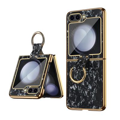 China Shockproof Quande for Samsung Galaxy Z Flip Light Luxury Luminous Cell Phone Case 5, Suitable for Female Cell Phone Case with Ring for sale