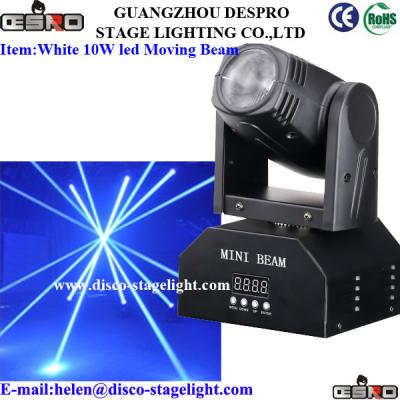 China White Color 10W LED Moving Head Spot Light Sound Activated Stage Beam Light for sale