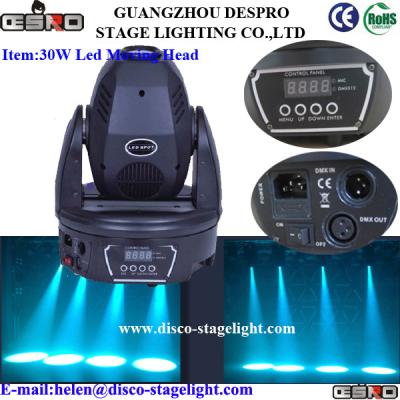 China 30W Mini LED Moving Head Spot Light Disco DJ Equipment 11/12 DMX Channels for sale