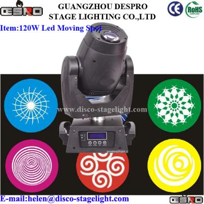 China DMX 120W LED Moving Head Spot Light 9 Gobos Sound Activated Lights for sale