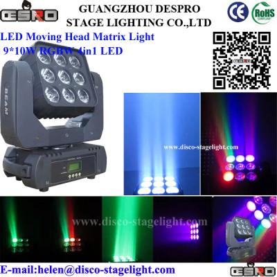 Κίνα DMX512 9pcs ελαφριές 9 Χ 10W CREE των οδηγήσεων κινούμενες 4in1 οδηγήσεις Martix για το φραγμό προς πώληση