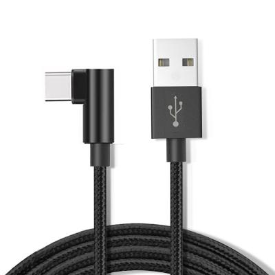 China High Quality Nylon Braided Metal Mobile Phone Shell Right Angle Type 90 Degree USB C Charging Data Cable for sale