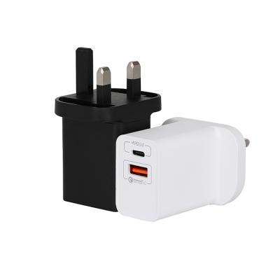 China QC PD 20W Charger UK Plug Type C Wall Charger PD 20W USB Fast Adapter for sale