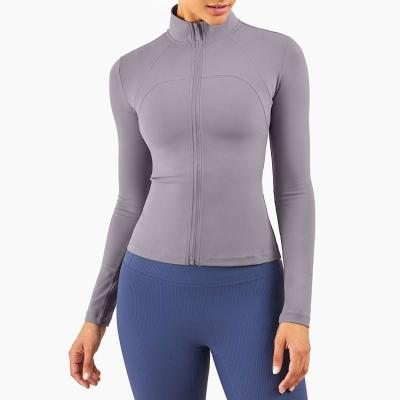 China OEM Breathable High Neck Gym Suit For Women Yoga Long Sleeve Zipper Fall/Winter Tight Sports Jacket Slimming Coat for sale