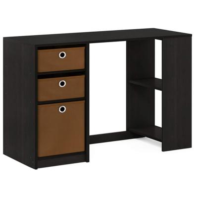 China Convertible Desk Writing Workstation with 2 Storage/Book Shelves for Small Space Computer Corner Office Black Desk for sale