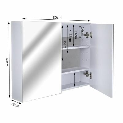 China Easy Assemble Modern Wall Cabinet Mirror Bathroom Shelf Storage Double Door MDF Cabinet for sale