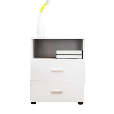 China (Size) 2 Drawer Adjustable White Bedside Table Night Stand Cabinet With Shelf for sale