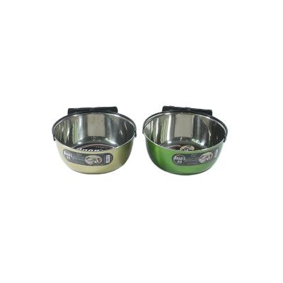 China Sustainable Wholesale High Quality Stainless Steel Pet Food Hanging Feeding Bowl for sale