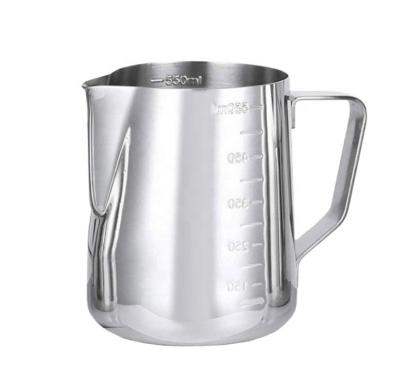 China Sustainable 350ml Stainless Steel Milk Frothing Pitcher With Measuring Pitcher With Lid for sale