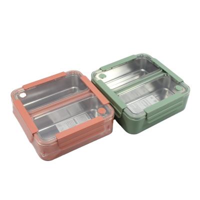 China Freshness Preservation Degradable Stainless Steel Lunch Box Insulated Food Container With Two Compartments for sale