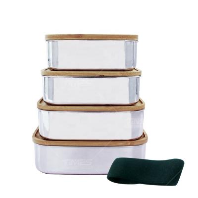 China Sustainable Bamboo Lunch Box and Lid Water Bottle Set for sale