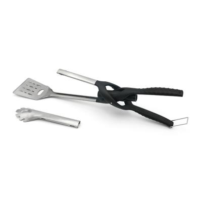 China Easily Cleaned 3 In 1 Torch BBQ Tongs With Turner for sale