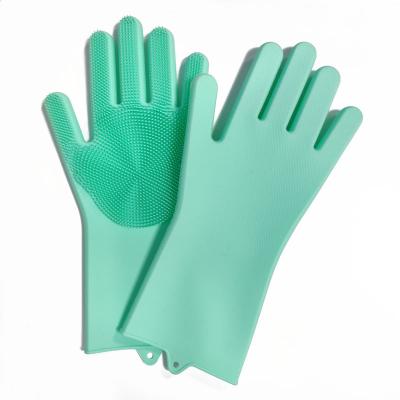 China New Design Sustainable Silicone Gloves 180g / Pair Kitchen Dish Washing Gloves Magic Scrubber for sale