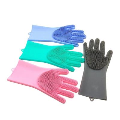 China Sustainable Gloves Reusable Washing Gloves Heat Resistant Silicone Rubber Dish For Cleaning for sale